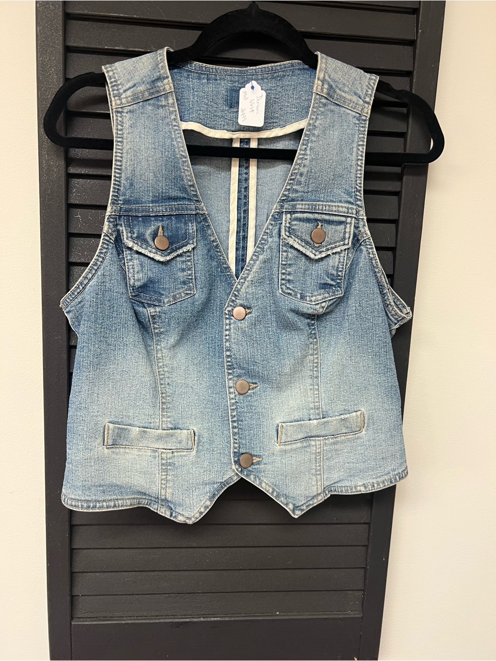 Light Blue Denim Button-Front Vest